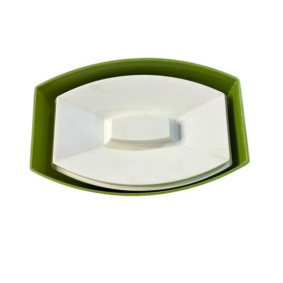 Vintage Mod Avocado Green Canister Set 1970s Retro Floral Kitchen Decor - Picture 3 of 9